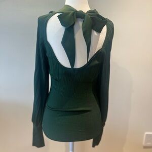 Zimmerman Tie Neck Knit Top Emerald Green, Size 0,